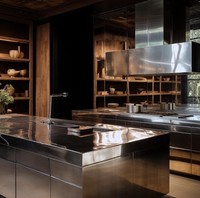 Vochtbestendige, hoogwaardige moderne keukenkast met aangepaste kleuren voor een hoogwaardig restaurant- of commercieel keukenproject