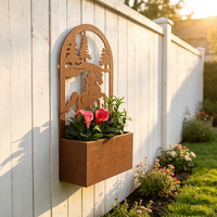 Fournitures de jardin : Jardinière murale en métal rouillé en forme de cheval, pour décoration extérieure de maison et balcon, collection Printemps Festif