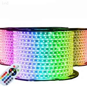 Beli 100m SMD RGB 5050 IP67 kontrol musik tahan air IP68 RGB led strip tabung untuk lightbox