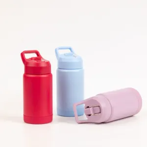 Botol air minum anak-anak, bahan daur ulang baja tahan karat 14OZ olahraga dengan tutup sedotan yang dapat dilepas