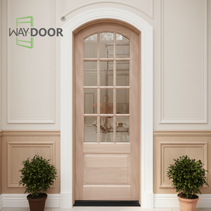 <span class=keywords><strong>Porte</strong></span> extérieure en bois massif non fini, sur mesure, avec dessus arqué et panneau de verre à 12 lumières, en chêne blanc, pour l'<span class=keywords><strong>entrée</strong></span> de la maison - Product Image 1