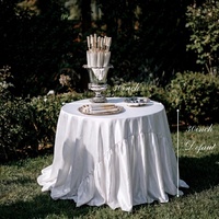Nappe Ronde Personnalisée en Coton, Lin, Polyester ou Satin, Couleur Unie, pour Mariage, Banquet, Anniversaire - Vente en Gros