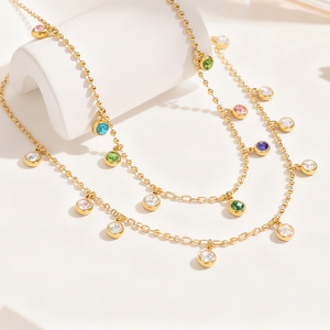 Collar de Acero Inoxidable Chapado en Oro de 18K para Mujer, con Turquesa y Múltiples Capas, Diseño Elegante con Circonitas - Product Image 4