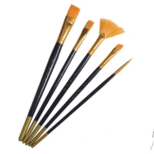 Haihui 5pcs Nylon Hair Watercolor Art Supplies Acrylic Paint Brush Set Professional Oil Painting Brushes