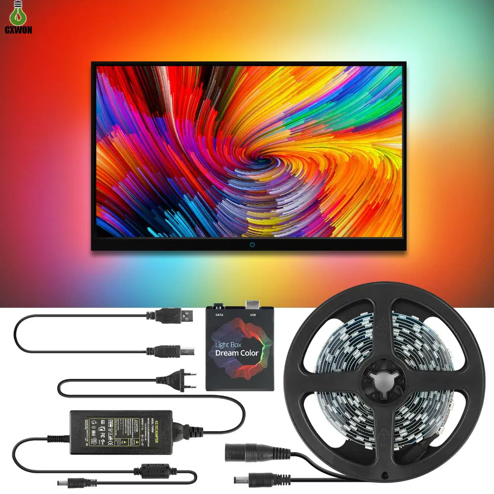 PC LED şerit ışık 5V WS2812B USB 5050 RGB rüya renk kiti masaüstü bilgisayar ekran arka plan aydınlatması 1M 2M 3M 4M 5M