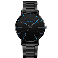 4 pièces/ensemble pour hommes nouveau cadran en verre bleu montre à Quartz ceinture en acier étui à breloques 20mm 42mm aiguille bleue pointeur montre à Quartz collier anneau