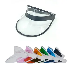 Women Plastic Pvc gold trim clear visor Uv protection Hat for Summer Sports sun visor for car with logo