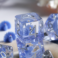 Jeu de dés Peacock DND 16 mm carrés 7 pièces, dés en résine mignons pour les jeux de rôle Dungeons and Dragons, jeux de table