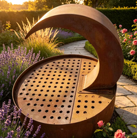 Fontaine d'eau en acier corten moderne pour jardin extérieur, résistante au feu et à l'eau, écologique et durable, 110-230V