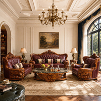 Ensemble de canapés en bois massif de style royal européen, meubles de salon sculptés à la main de haute qualité pour villa et manoir