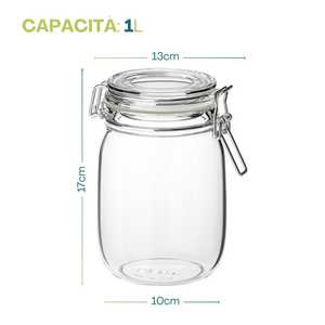 Bocaux en verre de 1 litre avec couvercle hermétique à clip pour la mise en conserve, la conservation et la pâtisserie - Product Image 2