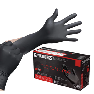 Logo-Bedruckte Strukturierte Finger Anti-Rutsch Atmungsaktive Langlebige Puderfreie 5MIL Dicke Sterile Touchscreen-Nitrilhandschuhe 9 Zoll - Product Image 6