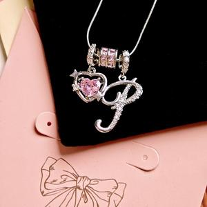 Augurando collana con lettere di zircone cuore A-Z catena con ciondolo iniziale per le donne migliore <span class=keywords><strong>amico</strong></span> regalo in stile gioielli - Product Image 2