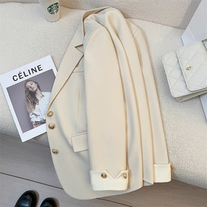 Blazer Amarillo para <span class=keywords><strong>Mujer</strong></span>, Cuello Solapa, Botones, Bolsillos, <span class=keywords><strong>Talla</strong></span> <span class=keywords><strong>Grande</strong></span>, Primavera 2026, <span class=keywords><strong>Chaqueta</strong></span> Casual Elegante, 100% Poliéster - Product Image 4