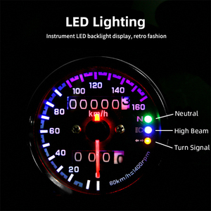 Velocímetro retro universal para motocicleta de 12 V, odómetro dual con indicador LED - Product Image 4