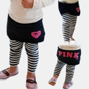 Venta al por Mayor en Línea de Leggings Casuales a Rayas con Falda para Niñas de un Proveedor Chino - Product Image 1