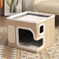 Cama Grande para Mascotas con Rascador, Cubo de Juego para Gatos de Interior, Soporta hasta 30 Libras