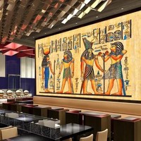 Papier peint non tissé à thème Pharaon et hiéroglyphes du Papyrus égyptien ancien pour décoration de restaurant