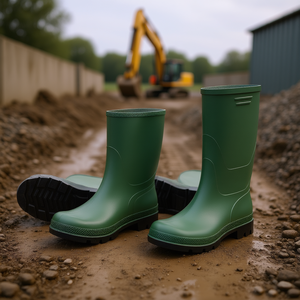 TTAKE Green PVC Safety <b>Boot</b> With Black Sole <b>Work</b> Footwear - Product Image 3