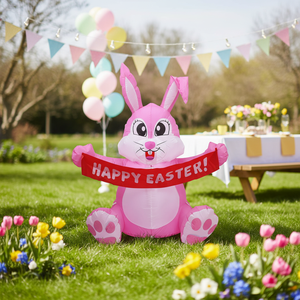 <span class=keywords><strong>Coniglietto</strong></span> Gonfiabile di Pasqua Rosa da 1,5 Metri con Luci LED, Decorazione per Giardino Esterno - Product Image 6