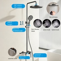 Ensemble de douche en laiton brossé avec fonction pluie et massage, robinet de baignoire, système de douche rond moderne pour salle de bain d'hôtel