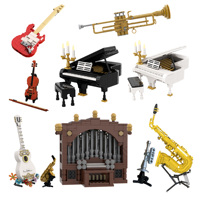 Creative MOC Musical Instrument Building Kit Piano Violin Guitar Organ Trumpet Desktop Display Ornament Gift for Music Fans