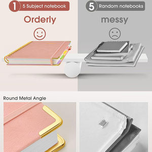 A5/A4 맞춤 인쇄 로고 평평한 하드 쉘 스파이럴 바인딩 가죽 커버 노트북 다이어리 분리된 페이지 라벨 포함 - Product Image 4