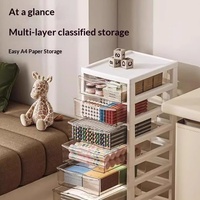 Meuble de rangement transparent sur roulettes à 10 niveaux avec étagère de bureau multi-niveaux pour usage professionnel