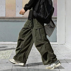 <b>Men</b> Casual <b>Cargo</b> Pants 6 Pocket Loose Fit Elastic Waist <b>Lightweight</b> Cotton <b>Trousers</b> Custom Logo OEM - Product Image 3