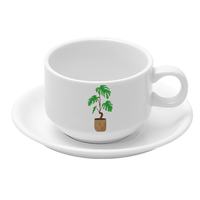 BENELUCK Ensemble de café et de thé en céramique blanche de luxe Tasses et soucoupes avec logo personnalisable pour cadeaux ou usage quotidien