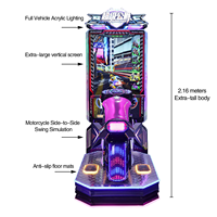 Borne d'arcade de course de moto dynamique à usage commercial, divertissement CE, à monnayeur, simulation anglaise, en plastique, alimentation 110-240V, simple