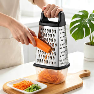 <span class=keywords><strong>Râpe</strong></span> <span class=keywords><strong>à</strong></span> légumes et <span class=keywords><strong>fromage</strong></span> manuelle multifonctionnelle en acier inoxydable avec 4 côtés, idéale pour la noix de coco et le manioc - Product Image 1