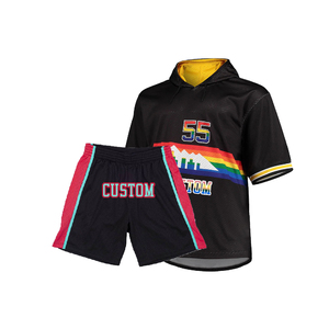 Maglie <span class=keywords><strong>e</strong></span> Pantaloncini Retrò Traspiranti ad Asciugatura Rapida 100% Poliestere, Abbigliamento Personalizzato in Rete Stile Basket Vintage - Product Image 3