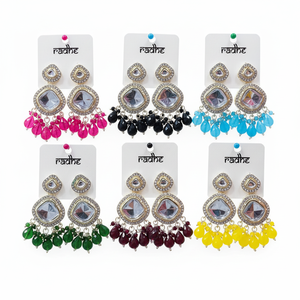 Pendientes Colgantes Jewelemarket con Piedras Kundan Rosadas y Cuentas, 0g, Accesorio de Moda - Product Image 2