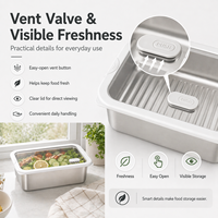 Boîte à lunch en verre transparent anti-explosion avec couvercle visible, boîte de rangement scellée pour réfrigérateur, boîtes bento en acier inoxydable 304