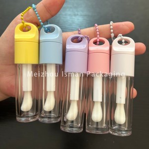 ISMAN Tubes de brillant à <span class=keywords><strong>lèvres</strong></span> vides 6ml, couleurs rose, blanc, jaune, bleu, violet, avec capuchon transparent, applicateur Doe Foot et chaîne - Product Image 3