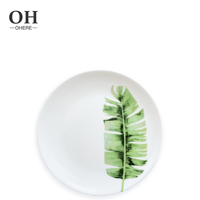 Assiettes de présentation en porcelaine de luxe Ohere, motif Monstera Deliciosa, design minimaliste, certifiées CE, écologiques, pour location de mariage