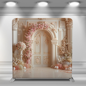 Arche de mariage élégante 8x8 pieds avec fleurs, toile tendue, équipement pour salon professionnel, toile tendue droite type housse de coussin - Product Image 5