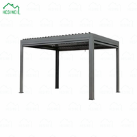 Pavillon extérieur en aluminium imperméable avec lames rétractables électriques pour jardin, salon de thé et véranda - Taille personnalisable