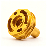 Piston en aluminium usiné CNC, anodisé or, pour cylindre pneumatique, pièces usinées de précision sur mesure