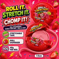Noviteitenroltape Kaugomdispenser Rekbare Kauwgomrol 3 Fruit Smaken 40g Kinderen Leuk Snoep Speelgoed OEM Aanpasbaar
