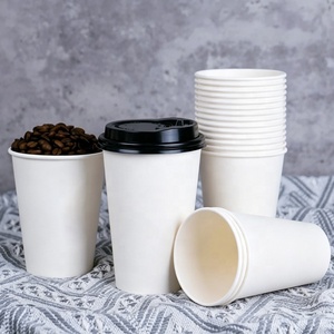 Gobelet en papier blanc personnalisé avec logo pour café à emporter, 8oz 12oz 16oz 22oz, simple paroi, pour café chaud, boissons, jus - Product Image 2