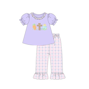 Set di Abbigliamento per Bambine con Stampa Coniglietto Pasquale, T-shirt e Leggings, Coordinato Sorella, Nuovi Completi per Bambini all'Ingrosso - Product Image 5