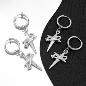 New Cross Star Winding <strong>Stainless</strong> <strong>Steel</strong> Vintage Earrings Ear Clip High Quality Male Female Design Gift Trendy - Product Image 4
