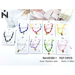 Braccialetto PULSERA con Nodo a Sette Stelle in Acciaio Inossidabile, Gioielli per Bambini, Braccialetti Colorati Fatti a Mano, Set da 12 Pezzi - Product Image 3