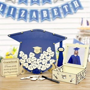 1Pc Houten Drop Top Gastenboek Afstuderen 60 Houten Harten Perfect 2024 College Middelbare School Klas Decoratie Afstuderen - Product Image 4