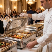 FLEY Chauffe-Plat Électrique Rectangulaire pour Buffet, 9L, en Acier Inoxydable, pour Hôtels, Restaurants et Traiteurs