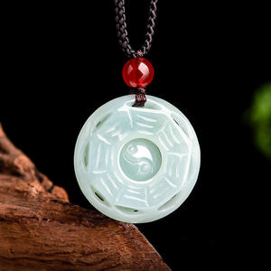 Colgante de Jadeíta Natural de Myanmar con Diseño de Bagua, Joyería para Mujer, Diseño Original, Estilo Chino, Regalo con Certificado de Tasación HJ94 - Product Image 1