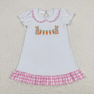 Robe mi-longue pour bébés filles, manches courtes, motifs œufs, nœuds et cœurs, pour Pâques - Product Image 3