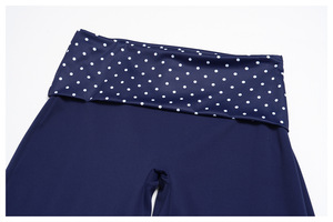 Eco Friendly Contrast Polka Dot Pattern Layer Built-in Shelf Bra and Yoga Fold-over Waist <b>Flared</b> Wide Leg <b>Legging</b> Pants - Product Image 6